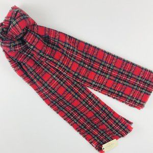 Womens Mens Scarf Wrap Shawl Neck Red plaid Soft knit Winter 27 x 77 NEW